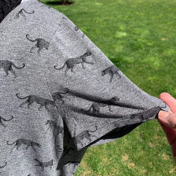 Lane Bryant 18/20 leopard print T-Shirt long line short sleeve heather grey - Picture 6 of 12